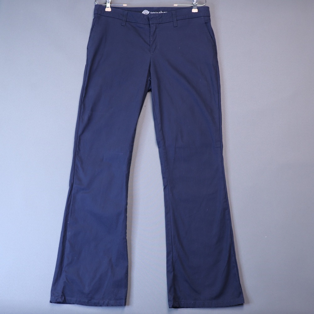 Dickies Pants Women 2 Navy Excellent Slim Bootcut Workwear Chino Stretch